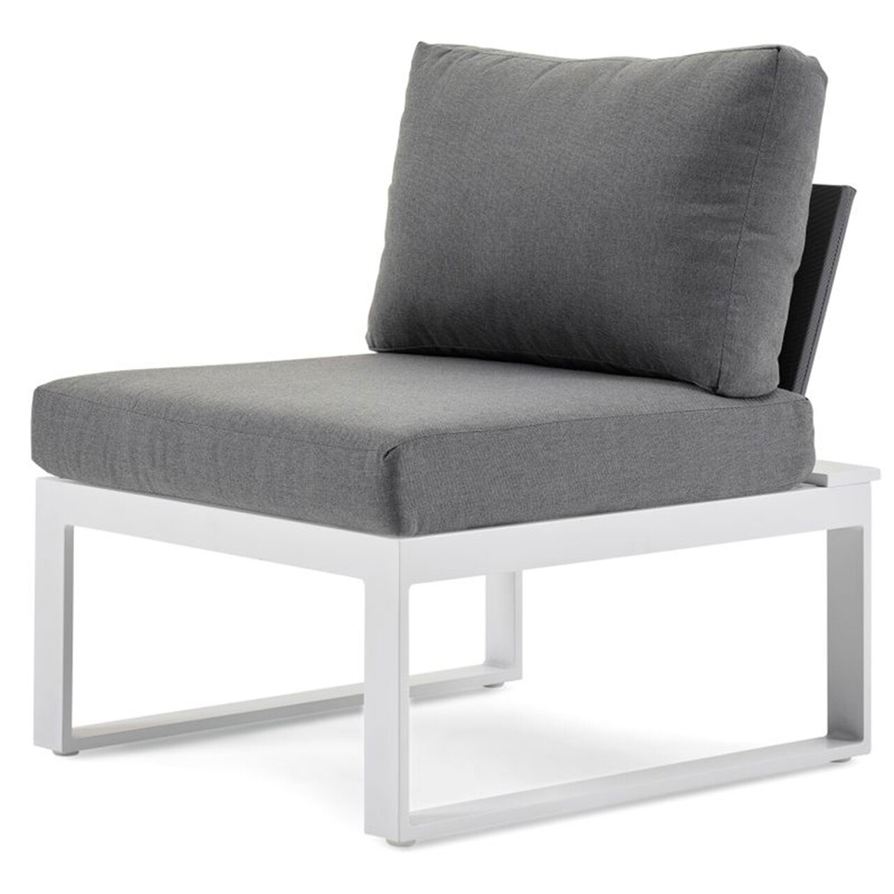 Element central pentru gradina/terasa Merida, 78x75x69 cm, aluminiu/poliester, alb/gri - imagine 4